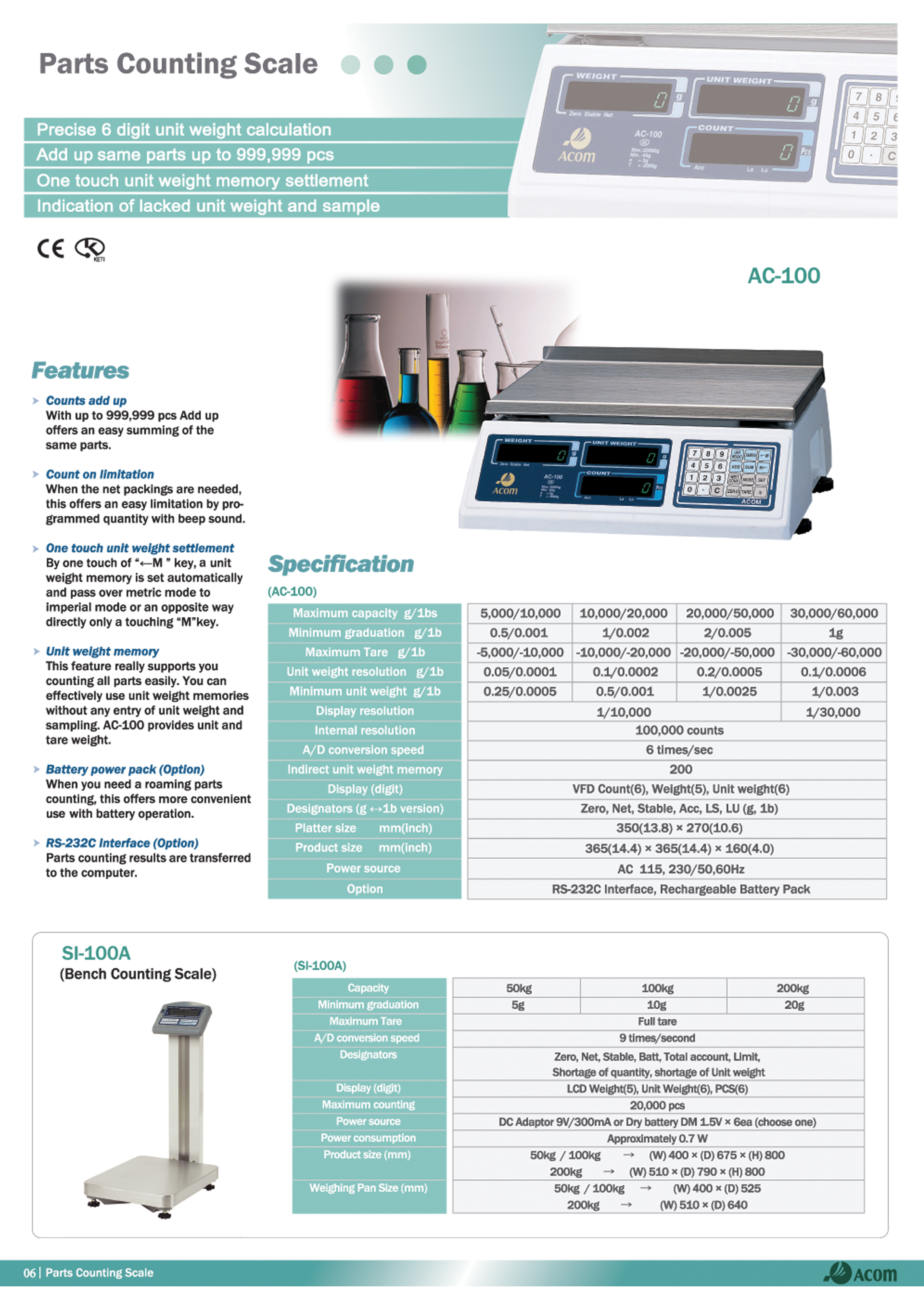 Acom Price computing scale - model PC-100 no-pole